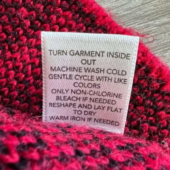 Christopher & Banks Sweater Medium Button Front Short Red Black Plaid - Picture 4 of 12